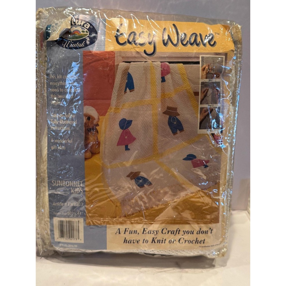 Wintuk Easy Weave craft kit from Caron, featuring a Sunbonnet Kids design